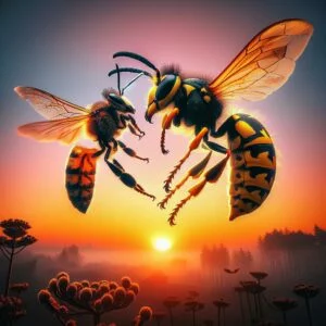 Stingers at Dawn: Yellow Jacket vs Bee Battle
